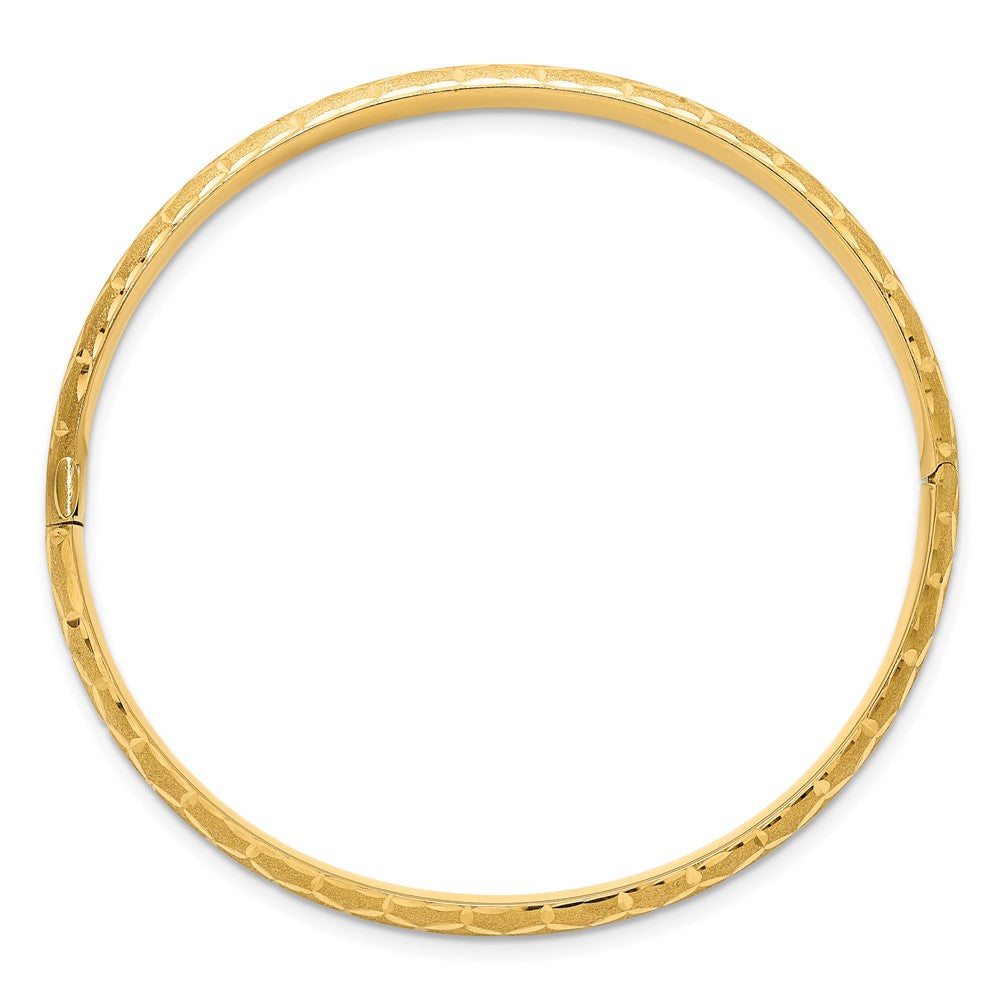 14K Gelbgold Satiniert Diamantiert 6.20mm Klappbar Rund Armreif Armband