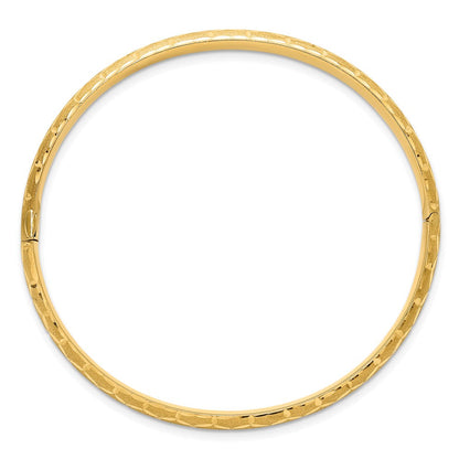 14K Gelbgold Satiniert Diamantiert 6.20mm Klappbar Rund Armreif Armband