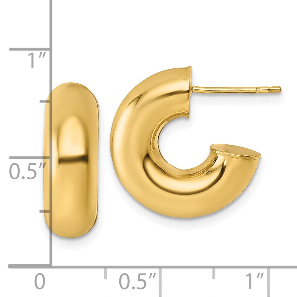 14K Gelbgold Poliert 6.00 X 17mm Röhre C-hoop Ohrstecker
