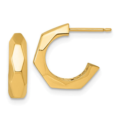 14K Gelbgold Poliert Hohl Geometric C-hoop Ohrstecker