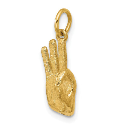 14K Gelbgold Amerikanische Gebärdensprache Alphabet Fingeralphabet Zeichen F Anhänger