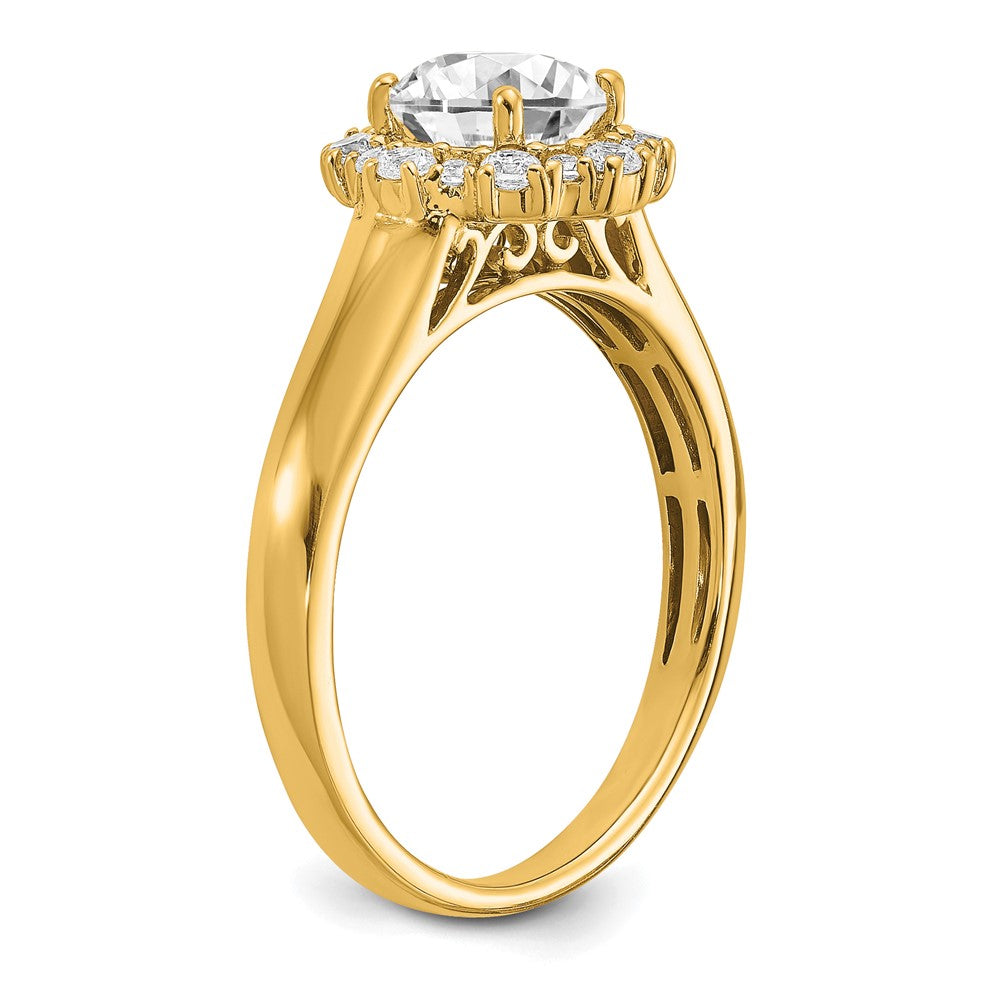 True Origin 14K Gelbgold 0,25K Labor Gezüchteter Diamant VS+ F+ Semi-Mount Rund Halo Verlobungsring