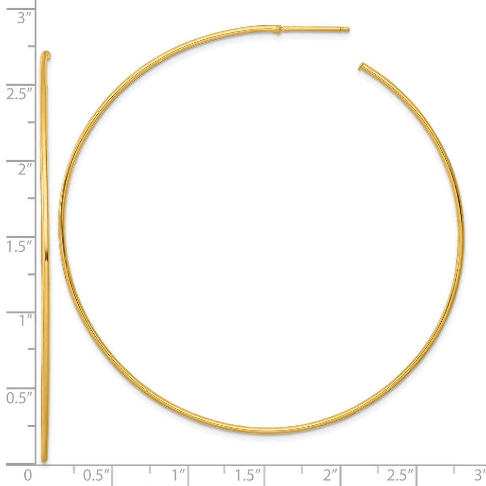 14K Gelbgold Poliert 1.2 X 70mm Massiv C-hoop Ohrstecker