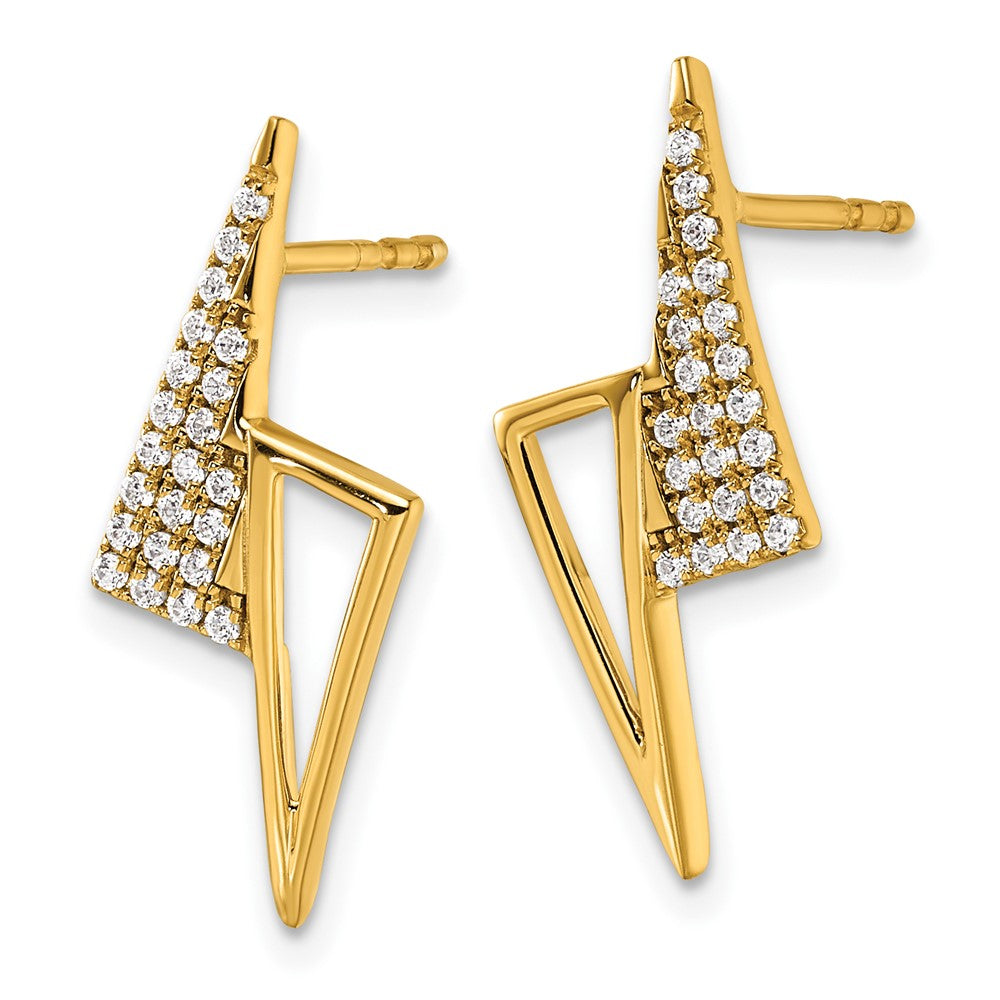14K Gelbgold Ohrstecker mit poliertem geometrischem Dreieck-Design und 0,2 ct. Diamant