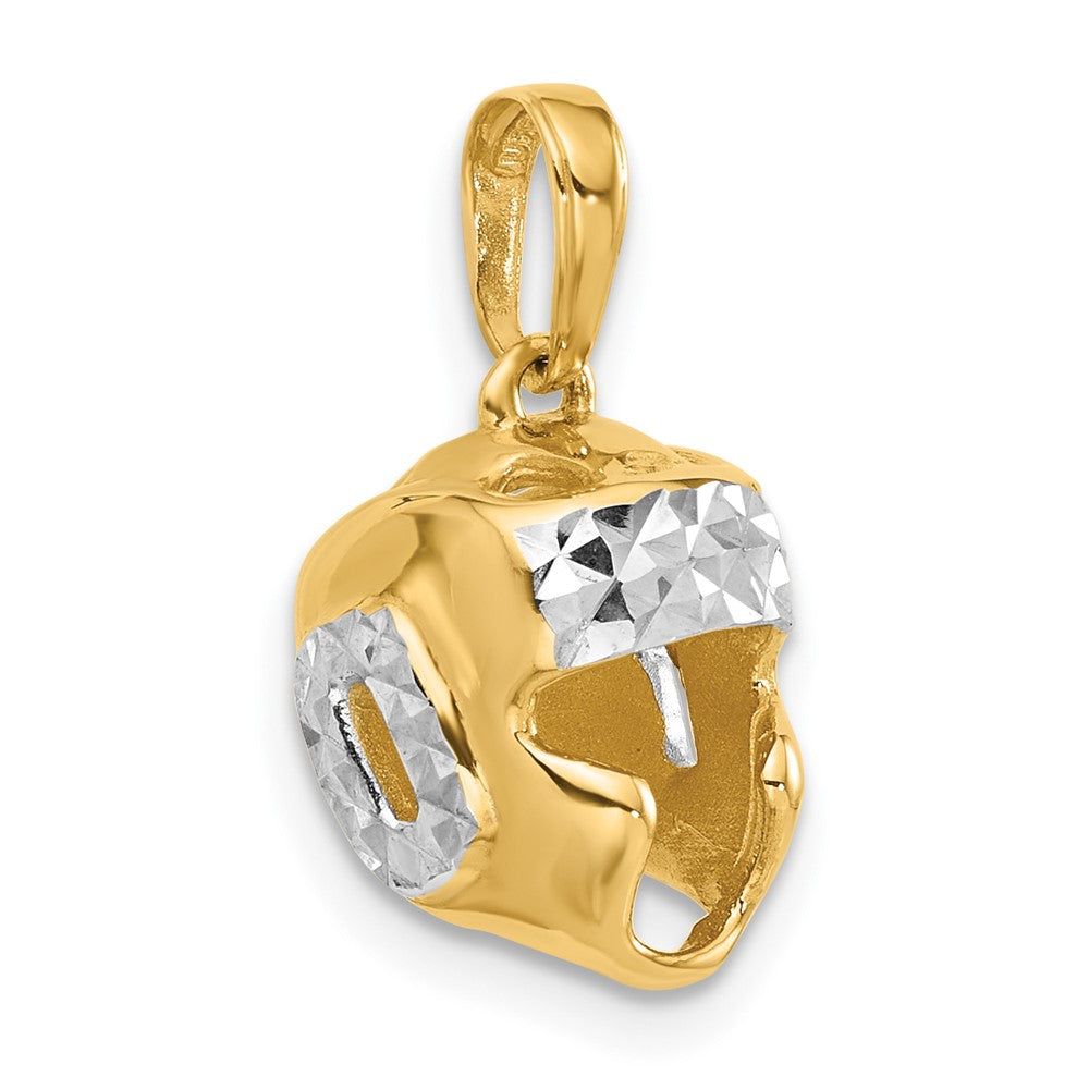 14K Gelbgold und Rhodium diamantgeschliffener Ringer-Helm-Anhänger