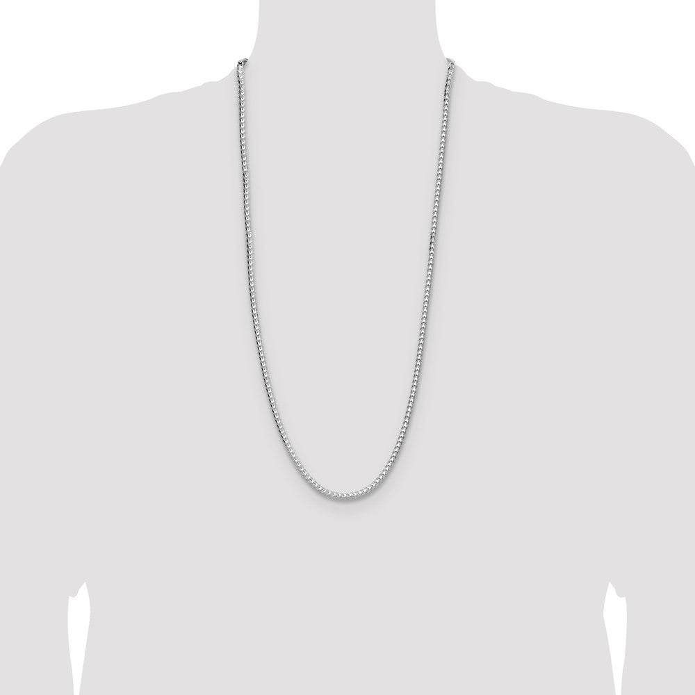 Sterlingsilber Rhodiniert 4.0mm Diamantiert Quadratisch Franco 30 Zoll Kette