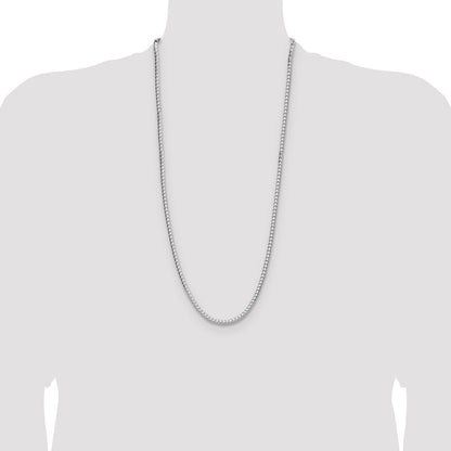 Sterlingsilber Rhodiniert 4.0mm Diamantiert Quadratisch Franco 30 Zoll Kette