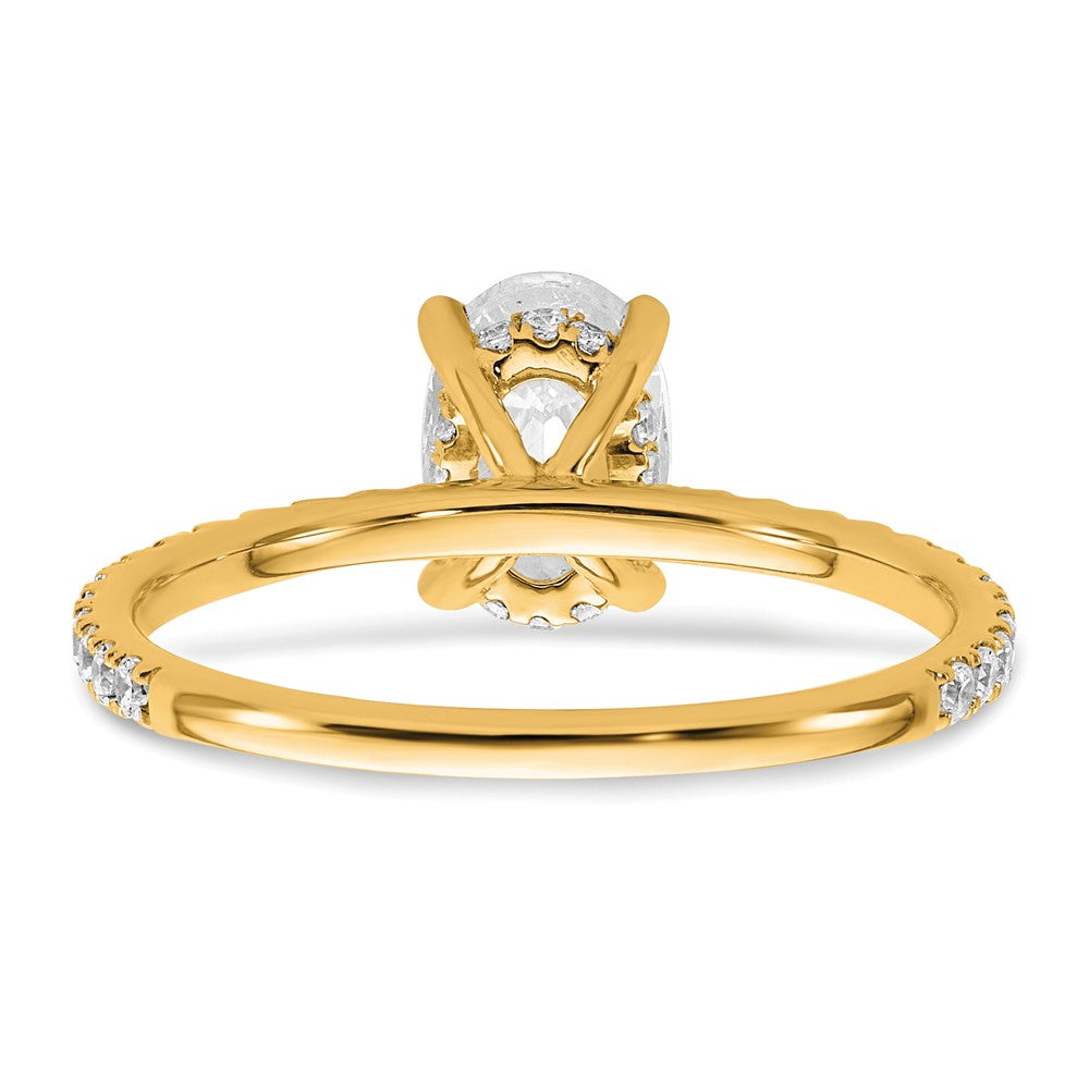 14K Gelbgold Verlobungsring mit Flair-Solitär, zertifiziertem im Labor gezüchtetem Diamant im Ovalschliff, 1,33 ct., VS/SI+ G+