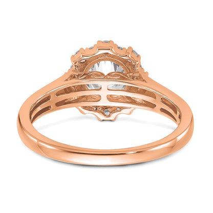 True Origin 14K Roségold 0,25K Labor-gezüchteter Diamant VS+ F+ Semi-Mount Rund Halo Verlobungsring