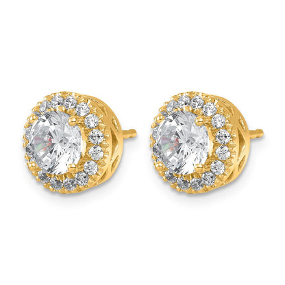 14K Gelbgold Ohrstecker mit rundem Halo, 2,5K zertifizierten, im Labor gezüchteten Diamanten, VS/SI+ G+