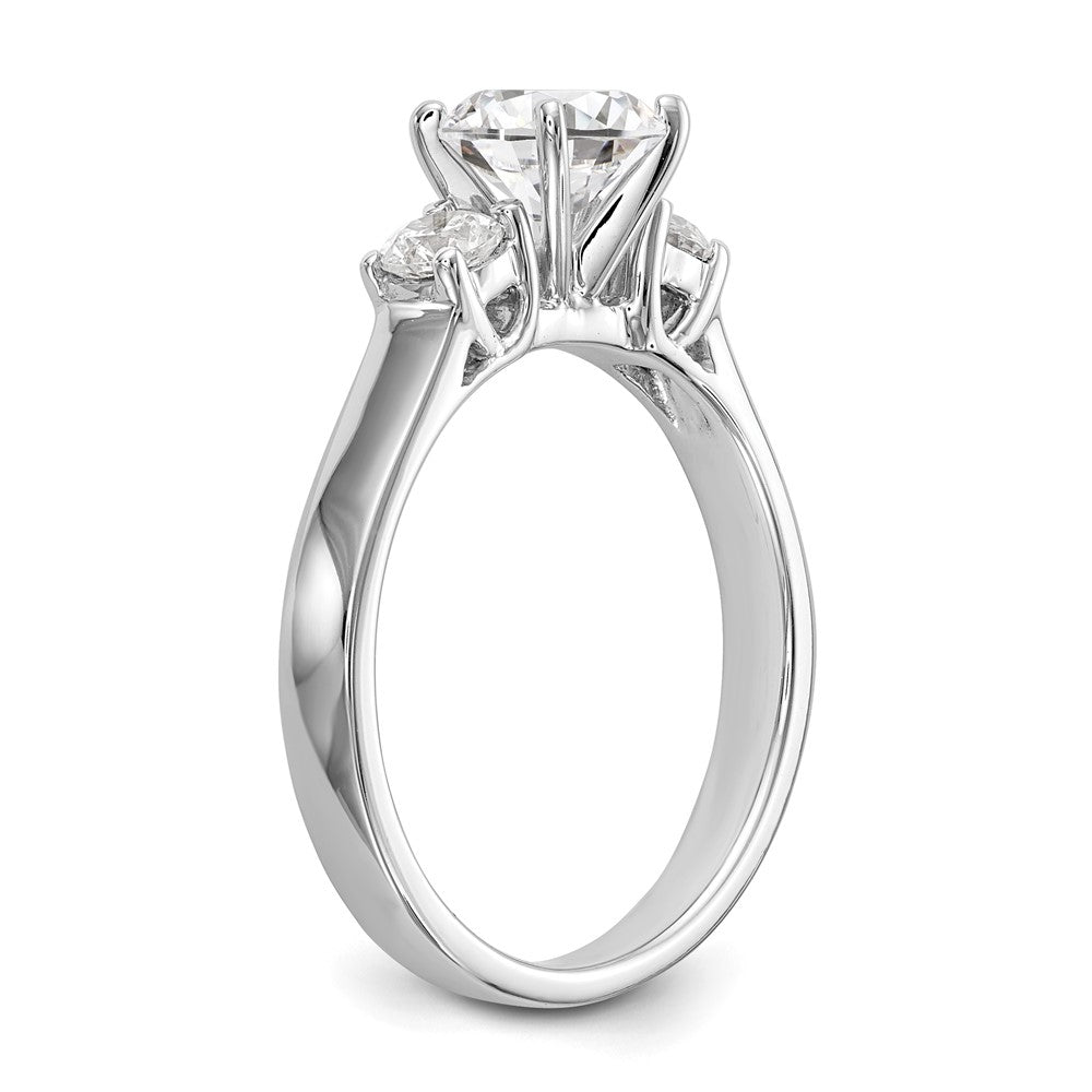 14K Weißgold 3-stone Stift Set Mittig Halbfassung Diamant Verlobungsring
