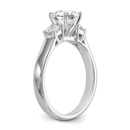 14K Weißgold 3-stone Stift Set Mittig Halbfassung Diamant Verlobungsring