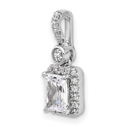 14K Weißgold Anhänger mit 1 Karat Labor-gezüchtetem Diamant VS+ F+ im Radiant-Schliff mit komplettem Halo