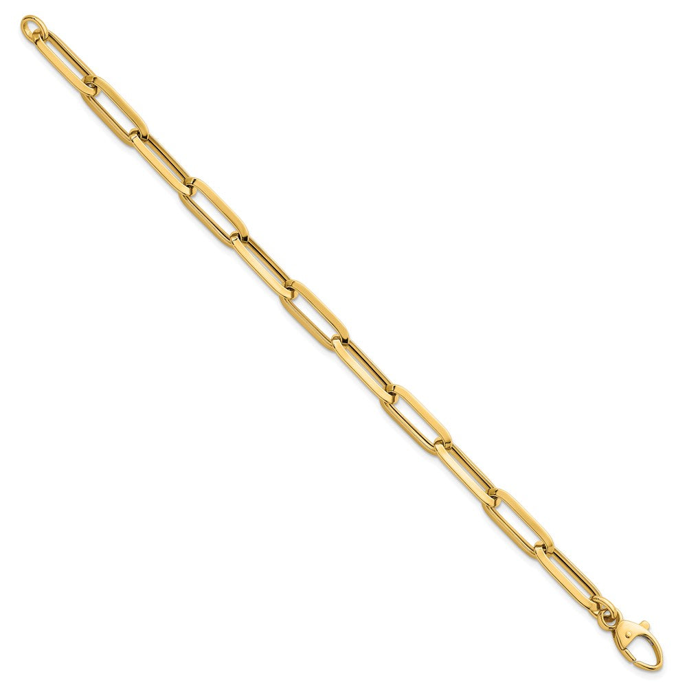 14K Gelbgold Poliert 7mm Büroklammer Glieder Kette 7.5 Zoll Armband