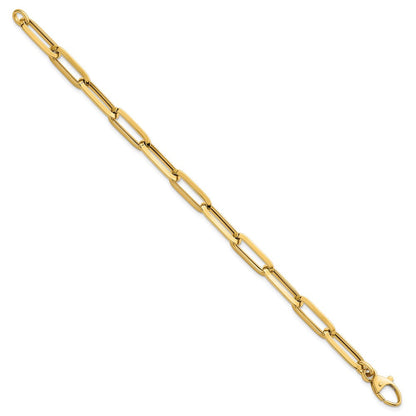 14K Gelbgold Poliert 7mm Büroklammer Glieder Kette 7.5 Zoll Armband