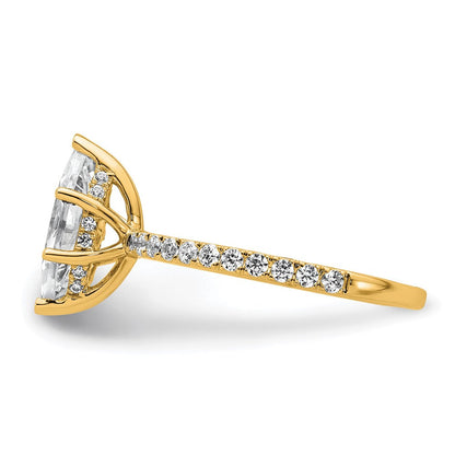 14K Gelbgold Verlobungsring mit Solitär und zertifiziertem, im Labor gezüchtetem Diamant im Marquise-Schliff, 2K, VS/SI+ G+, mit auslaufender Fassung