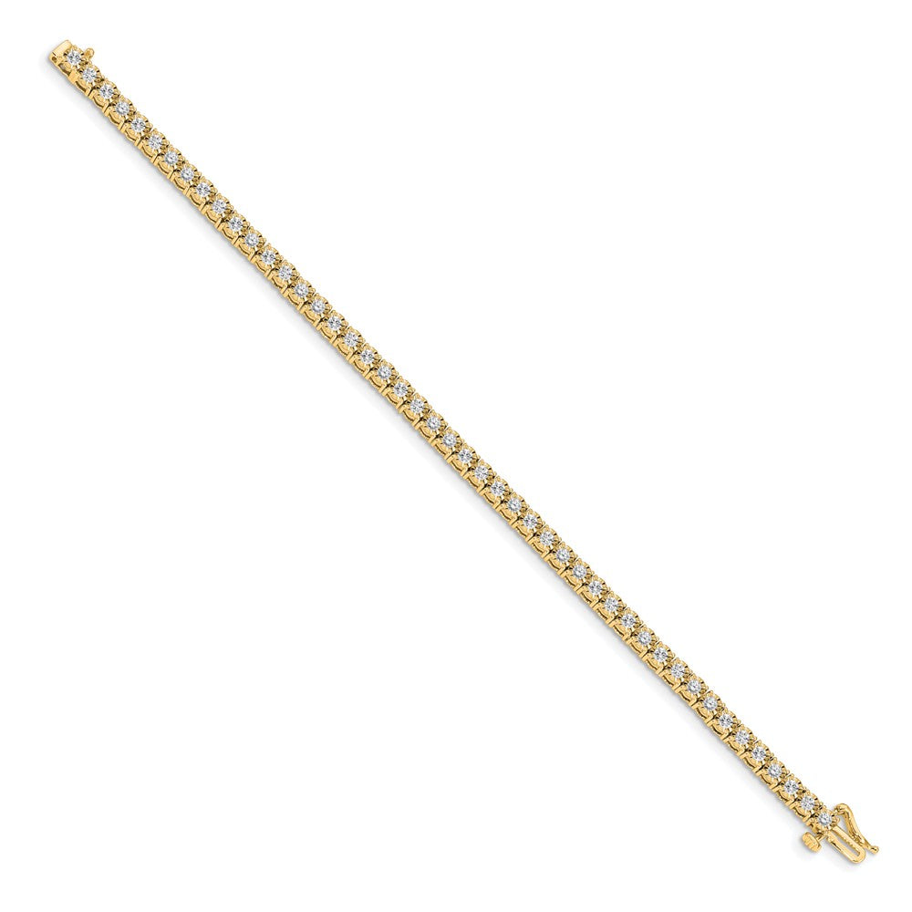 14K Gelbgold Komplett 2 Karat Diamant Illusion Setting 7 Zoll Tennis Armband