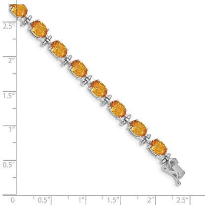 14K Weißgold Komplett Oval Citrin 7 Zoll Armband