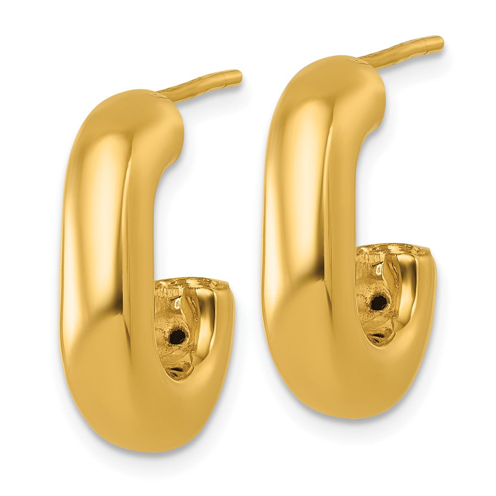 14K Gelbgold Poliert Gewölbt Oval J-hoop Ohrstecker