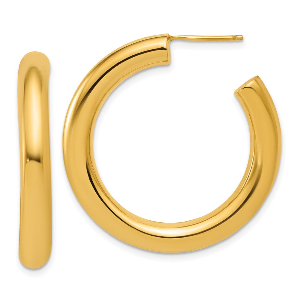 14K Gelbgold Poliert 5.0 X 35mm Röhre C-hoop Ohrstecker