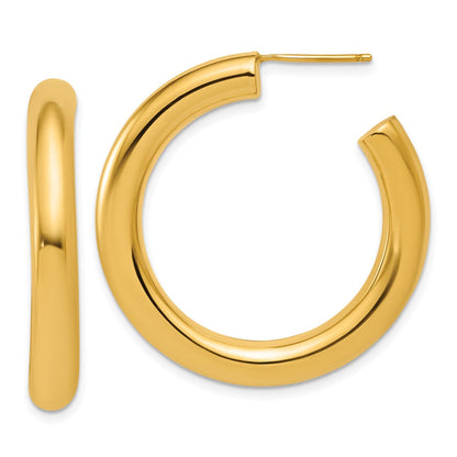 14K Gelbgold Poliert 5.0 X 35mm Röhre C-hoop Ohrstecker