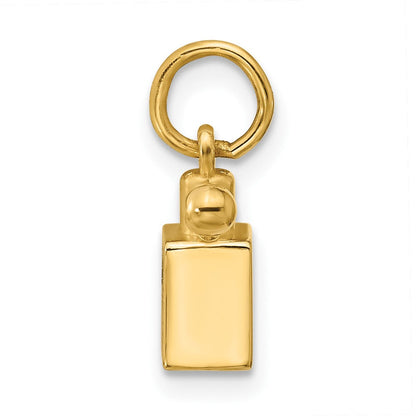 14K Gelbgold Charm "Parfümflakon" quadratisch mit blauer Emaille