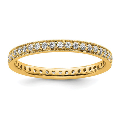 14K Gelbgold Poliert Größe 9 Vintage 1/2 Karat Diamant Komplett Memoire Ehering Ring