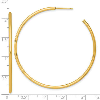 14K Gelbgold Poliert 2.0 X 55mm Röhre C-hoop Ohrstecker