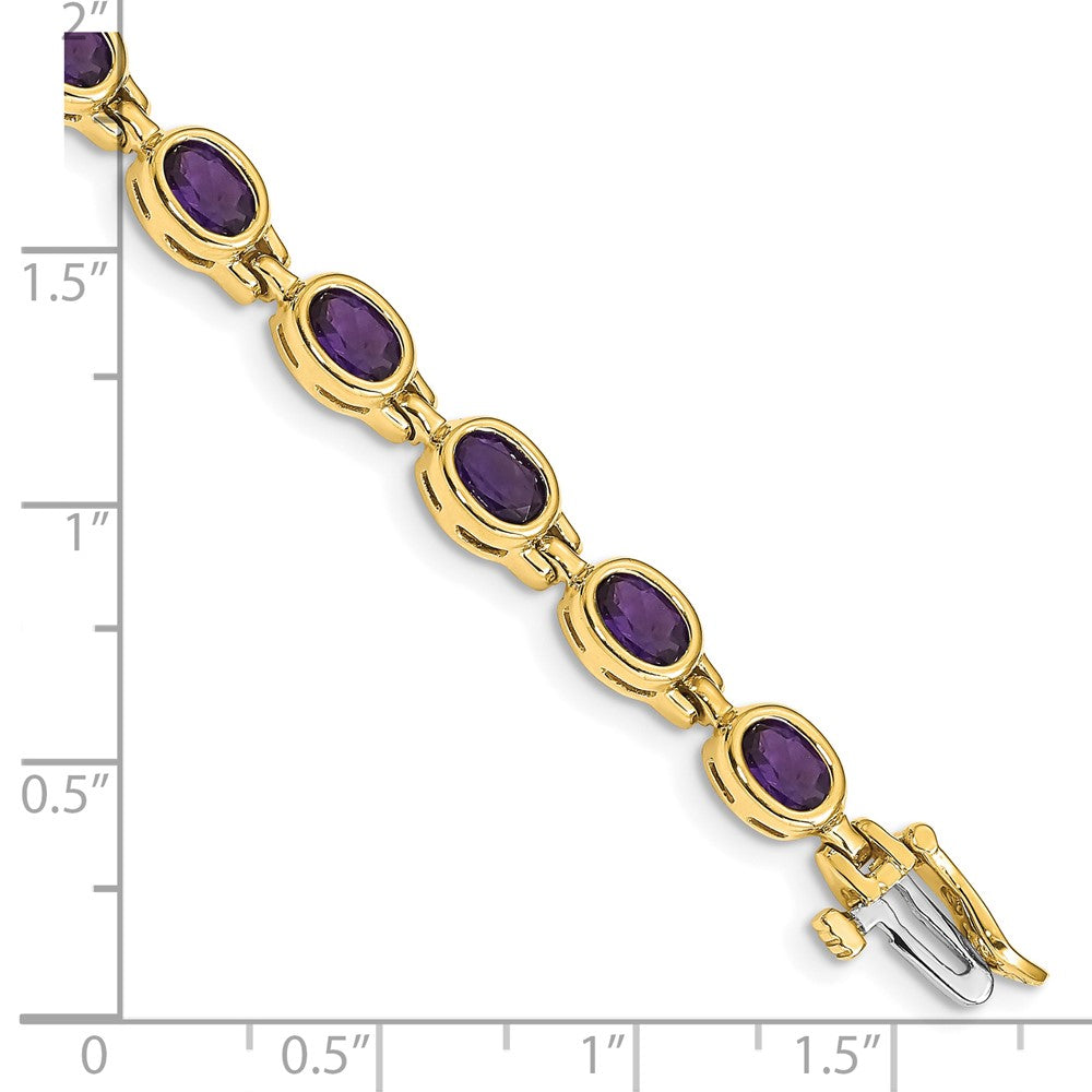 14K Gelbgold Komplett Oval Amethyst Zargenfassung-set 7 Zoll Armband