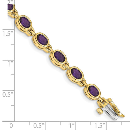 14K Gelbgold Komplett Oval Amethyst Zargenfassung-set 7 Zoll Armband