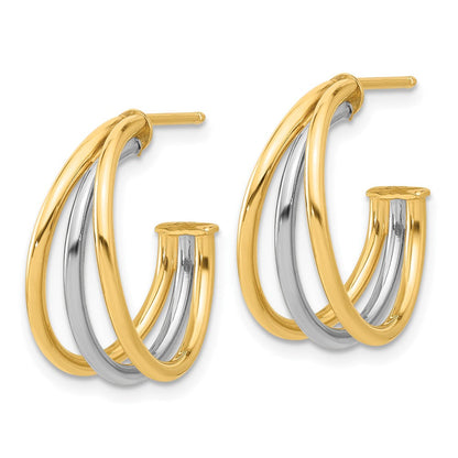 14K Bicolor Gold Bicolor Poliert Multi Reihe Creole Ohrstecker