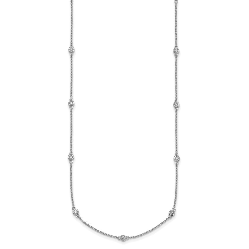14K Weißgold Komplett 1/5 Karat Zargenfassung-set Diamant und Ankerkette Kette 13-station 16 Zoll Halskette