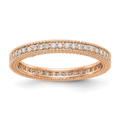 14K Roségold Poliert 1/3ct Milgrain Kante Diamant Memoire Ehering Ring