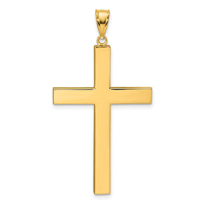 14K Gelbgold Polierter Hohler Lateinischer Kreuz-Anhänger