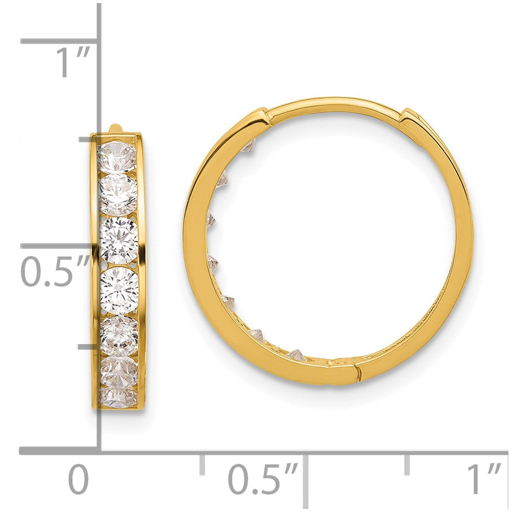 14K Gelbgold Poliert Zirkonia 4x18mm Huggie Creolen