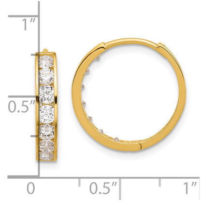14K Gelbgold Poliert Zirkonia 4x18mm Huggie Creolen