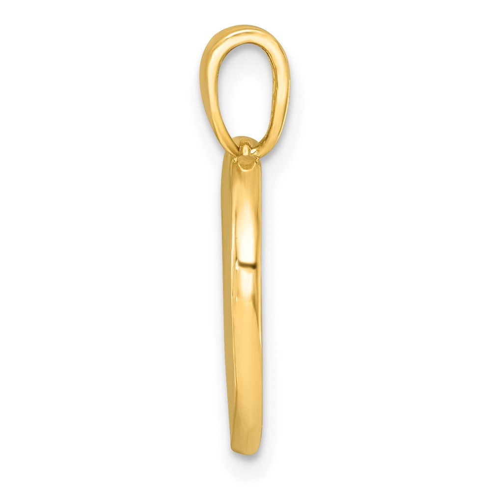 14K Gelbgold Polierter Emaille-Pfotenabdruck-Charm in rosa Herz