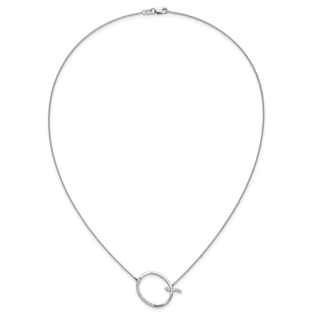 14K Weißgold Seitlich Diamant Initiale Q 18 Zoll Halskette