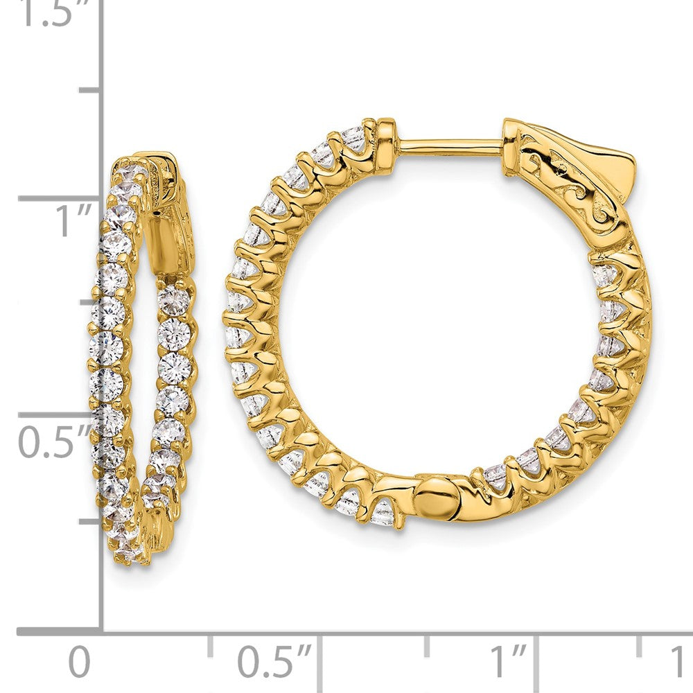 14K Gelbgold 1.6 Karat Diamant In/out Creole mit Sicherheits Verschluss Ohrringe