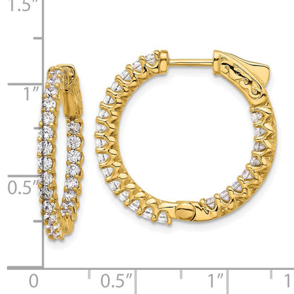 14K Gelbgold 1.6 Karat Diamant In/out Creole mit Sicherheits Verschluss Ohrringe