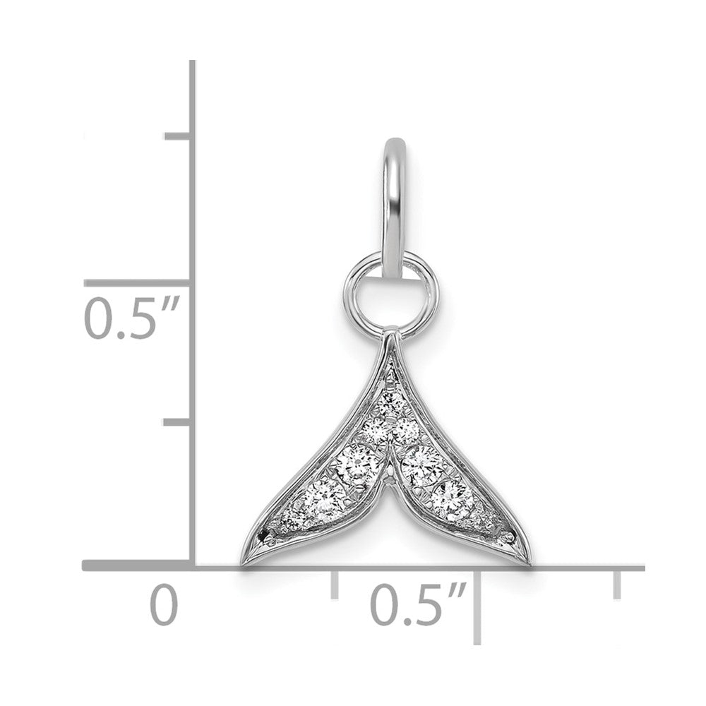 14K Weißgold Charm Wal-Flosse poliert mit Diamant