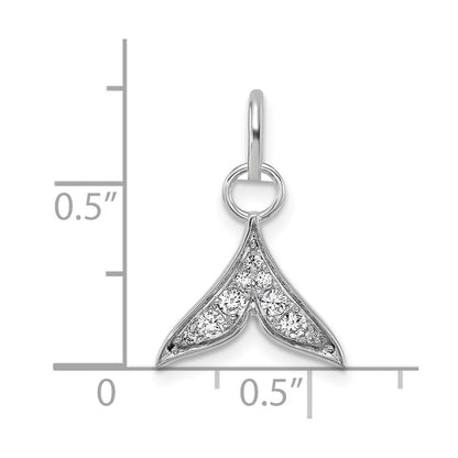 14K Weißgold Charm Wal-Flosse poliert mit Diamant