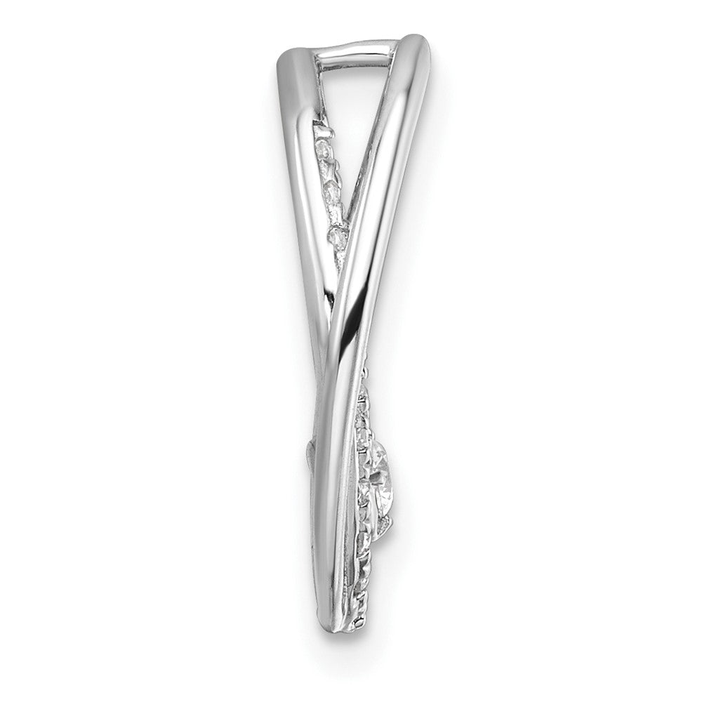 14K Weißgold Poliert 1/3 Karat Diamant Doppelt Oval Kette Anhänger