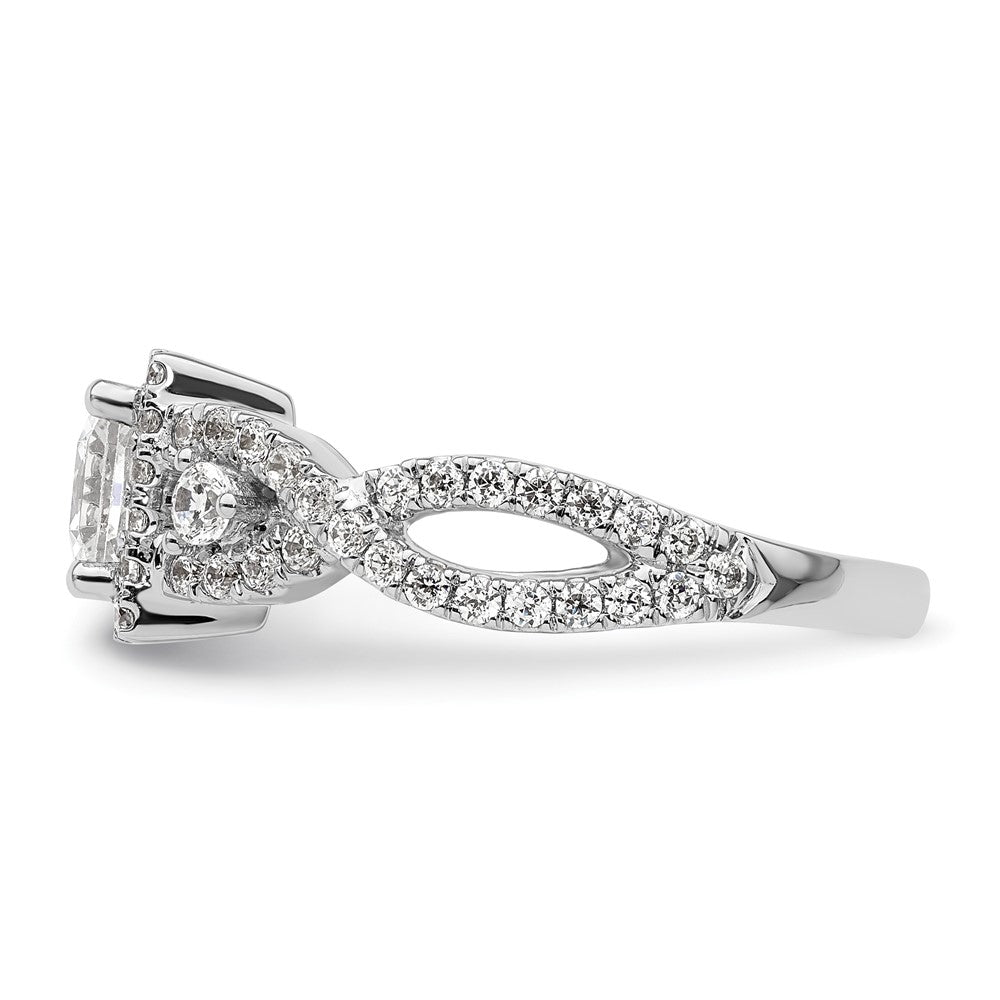 14K Weißgold Heiligenschein Plus (holds 3/4 Karat (5.00mm) Princess Mittig) 3/4 Karat Diamant Halbfassung Verlobungsring
