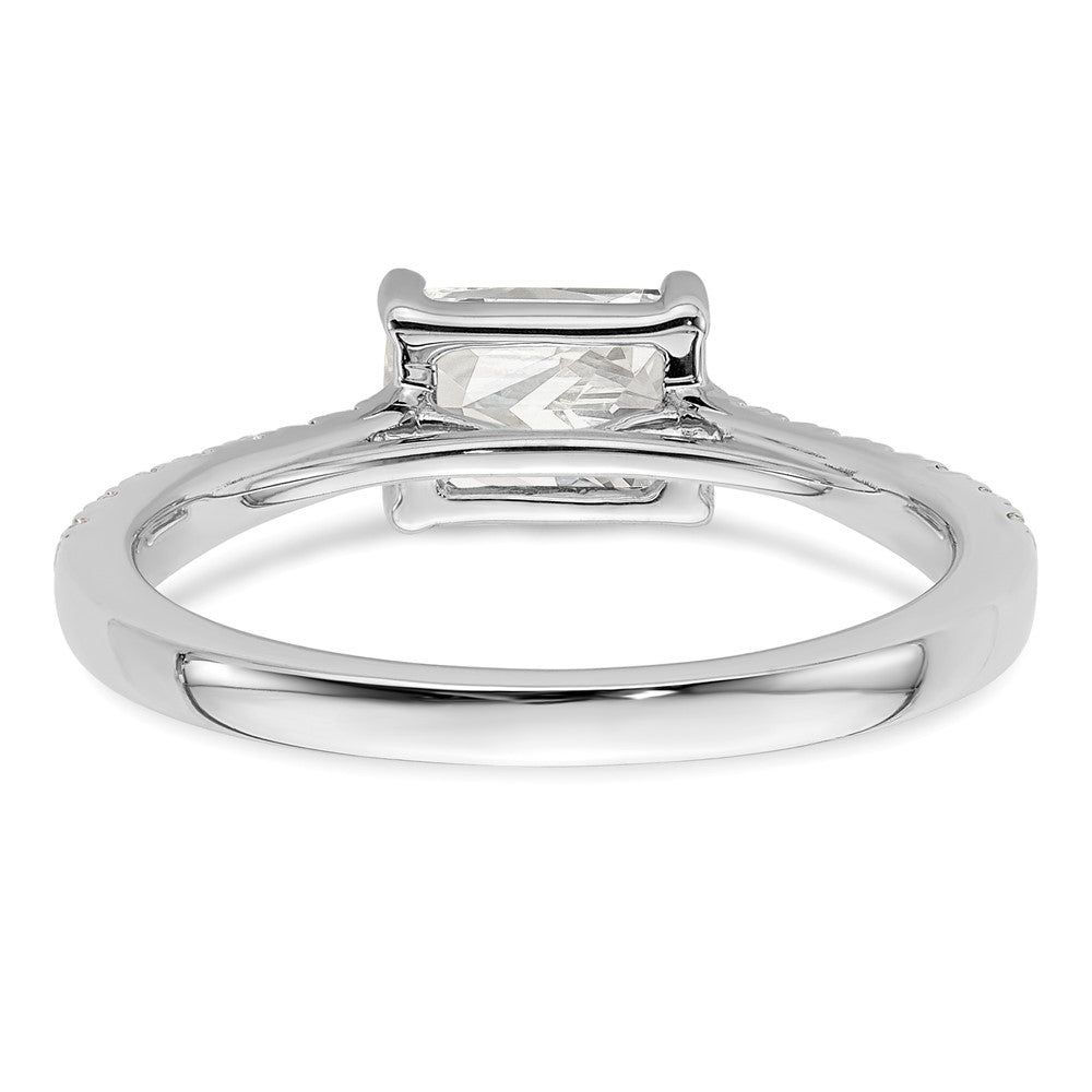 14K Weißgold Ost West (holds 1 Karat (6.9x5.2mm) Smaragd-cut Mittig) 1/4 Karat Diamant Halbfassung Verlobungsring