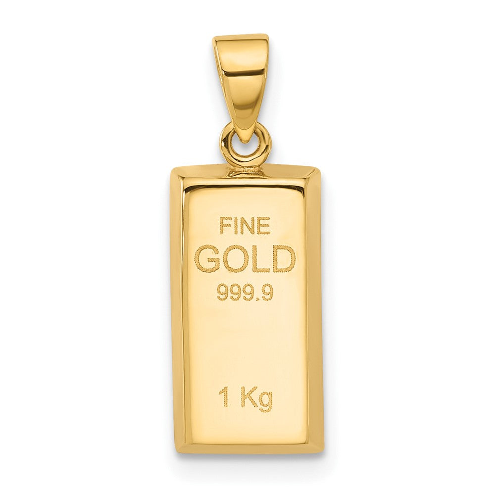 14K Gelbgold Polierter Feingold-Barren-Anhänger