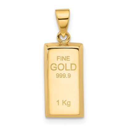 14K Gelbgold Polierter Feingold-Barren-Anhänger