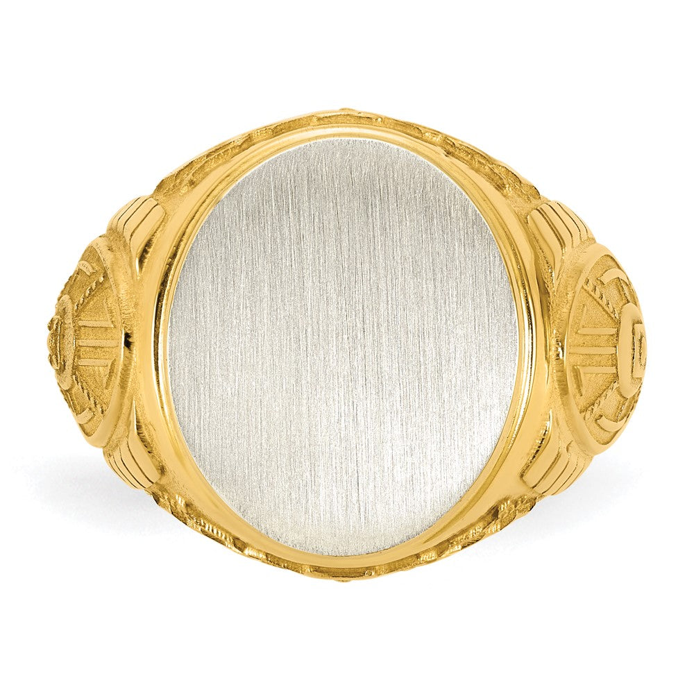 14K Bicolor Gold Gravierbar Rund Siegel Ring