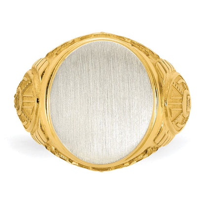 14K Bicolor Gold Gravierbar Rund Siegel Ring
