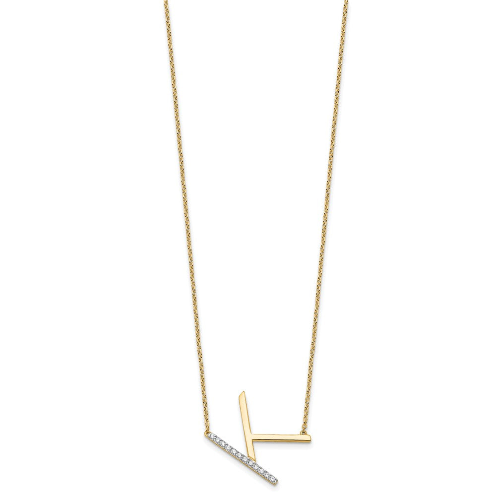 14K Gelbgold Seitlich Diamant Initiale K 18 Zoll Halskette